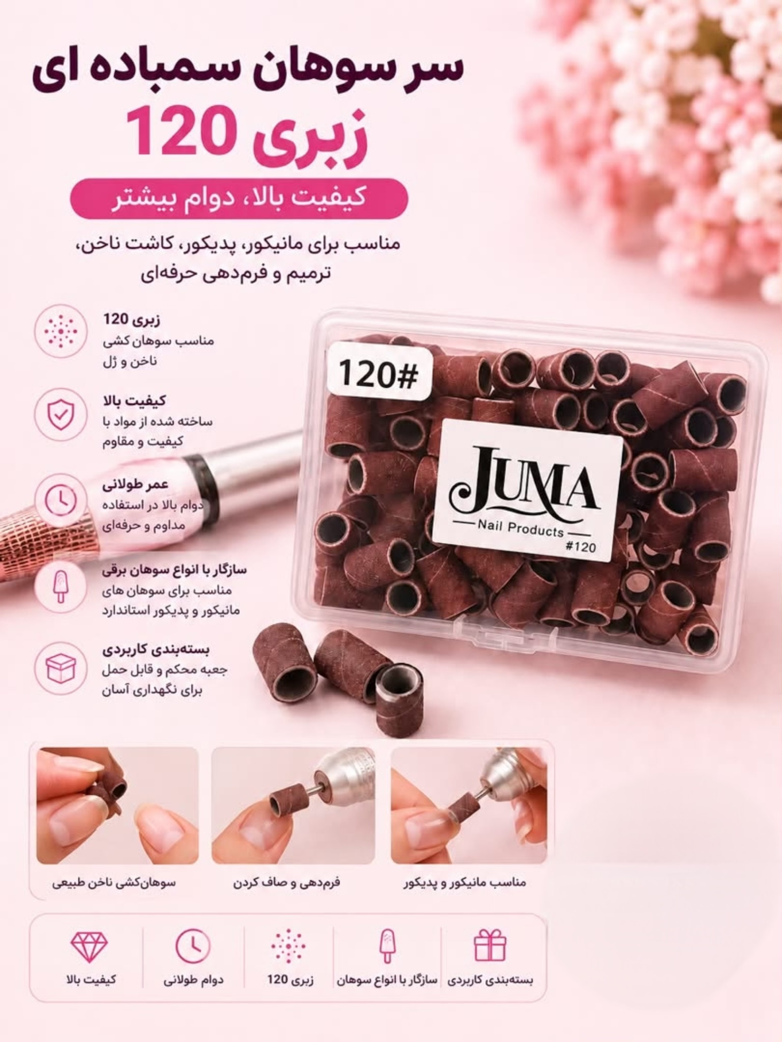 سرسوهان کاغذی پک 100 تایی زبری 120